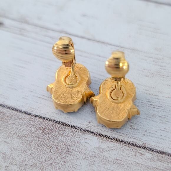 Vintage Museum of Fine Arts Boston Clip On Earrings Green, Purple, Clear Gems - Picture 5 of 5